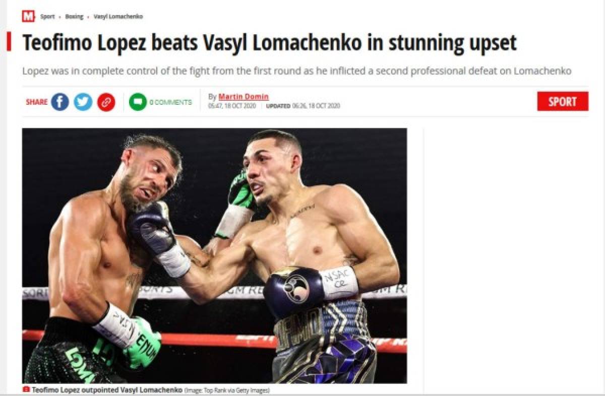 'Nació un nuevo rey': Lo que dice la prensa tras triunfo de Teófimo López sobre Lomachenko