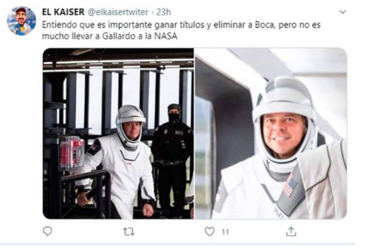 Memes del parecido de Gallardo, DT de River Plate, con un astronauta de la misión de la NASA