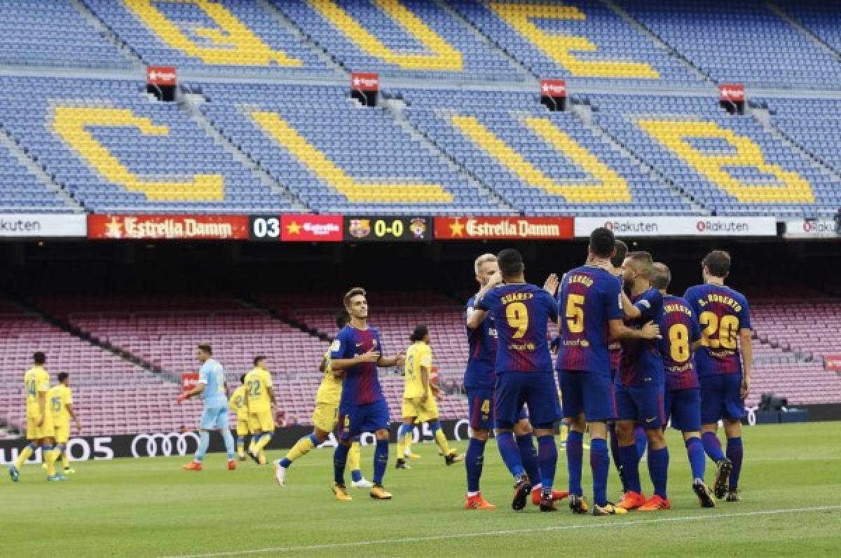 El Barcelona y Messi golean a Las Palmas en un Camp Nou vacío en señal de protesta