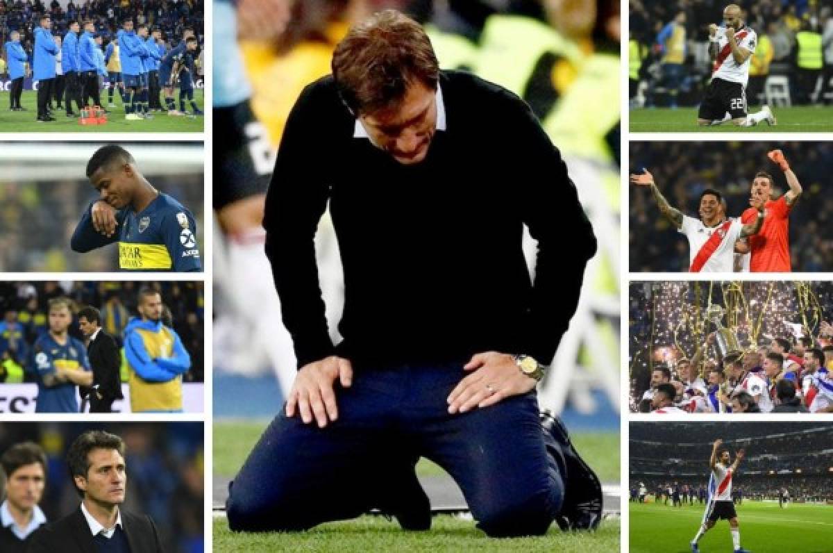 Fotos: La tristeza de los jugadores de Boca Juniors y Schelotto de rodillas ante River Plate