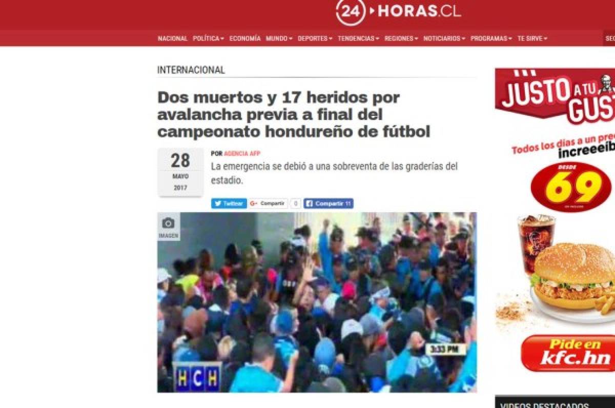 ¡TRISTEZA! La prensa mundial hace eco de la tragedia en la final de Honduras