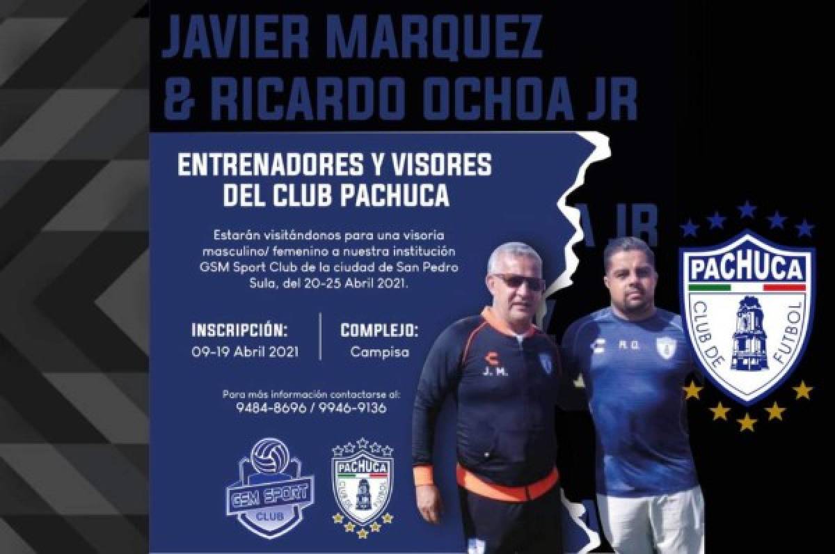 Representantes del Pachuca realizarán visorías en San Pedro Sula desde el martes 20 hasta el 25 de abril en el Rancho Tara