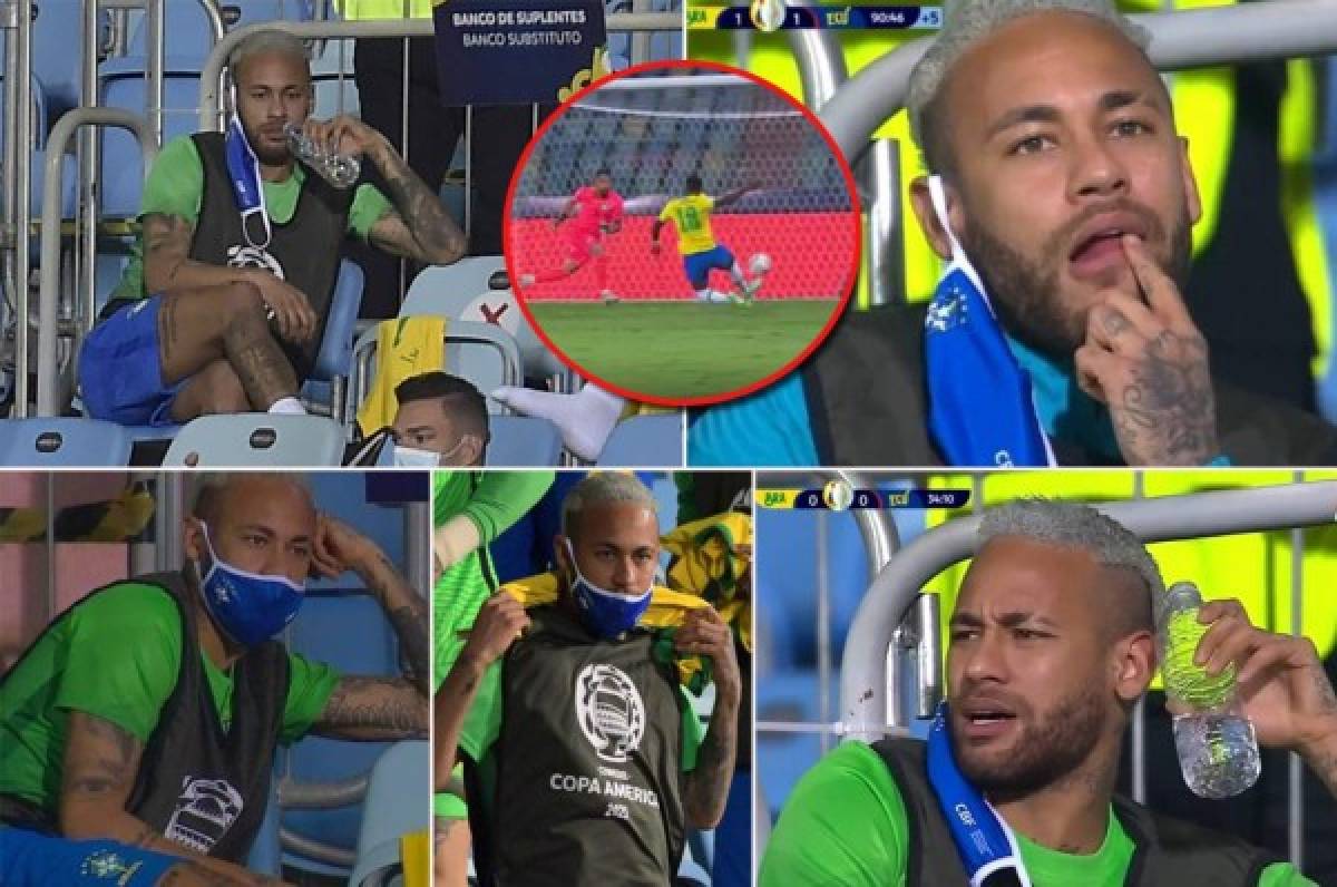 ¿En qué estaba pensando? Así fue captado Neymar en el Brasil-Ecuador y el tremendo 'oso' de Vinicius