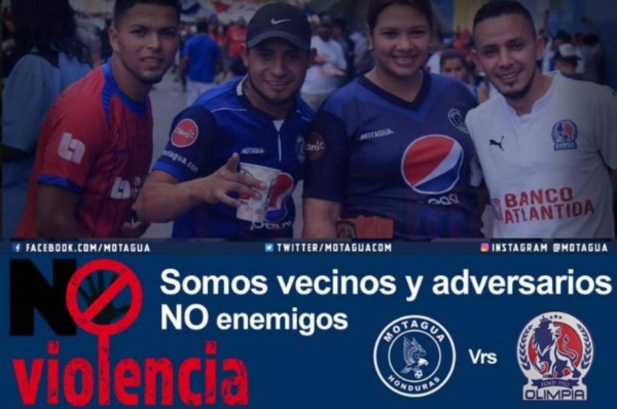 Motagua lanza campaña para que no haya violencia en la final contra Olimpia