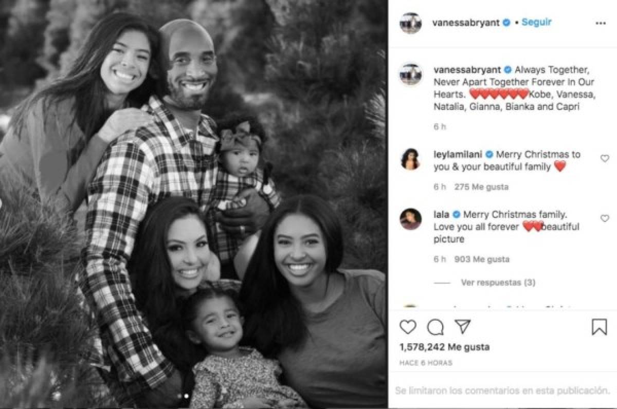 El conmovedor mensaje de Vanessa en su primera Navidad sin Kobe Bryant y su hija