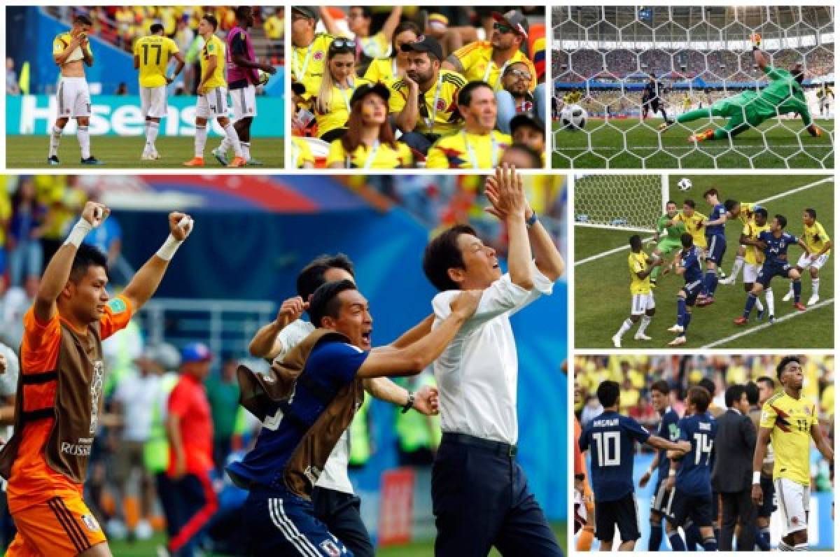 NO VISTE EN TV: El festejo de los japoneses y las caras tristes de los jugadores de Colombia