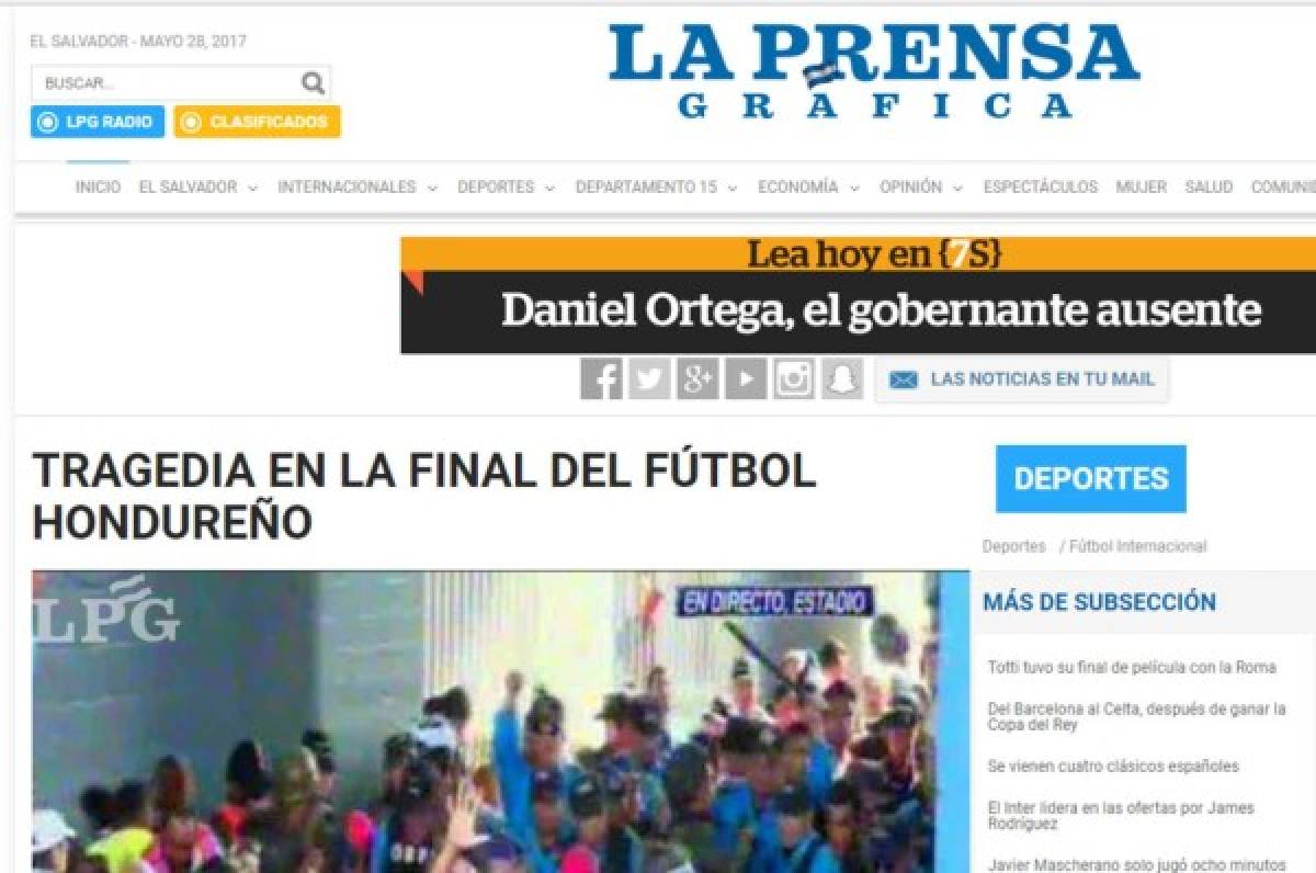 ¡TRISTEZA! La prensa mundial hace eco de la tragedia en la final de Honduras