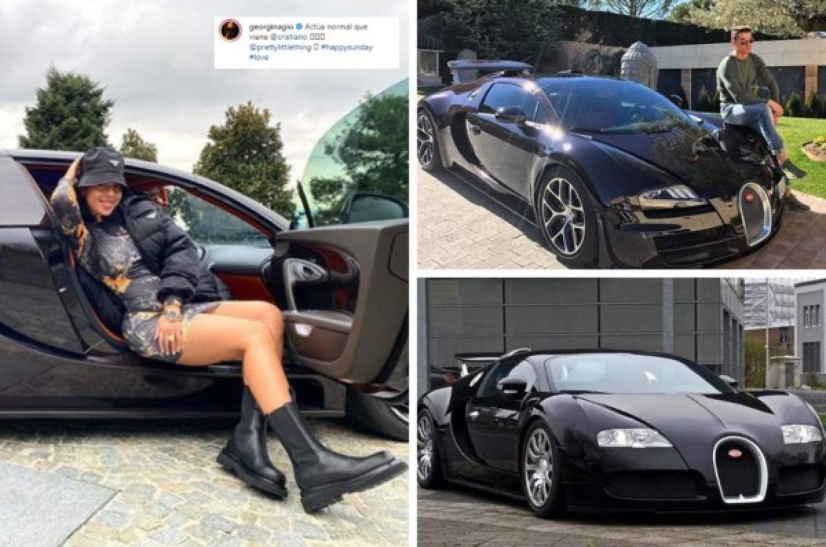 Georgina Rodríguez posó en el lujoso Bugatti de Cristiano Ronaldo y le hizo una divertida broma