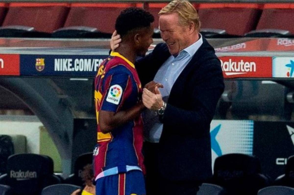 Ronald Koeman, contento con Ansu Fati y reveló lo que le dijo cuando salió de cambio  