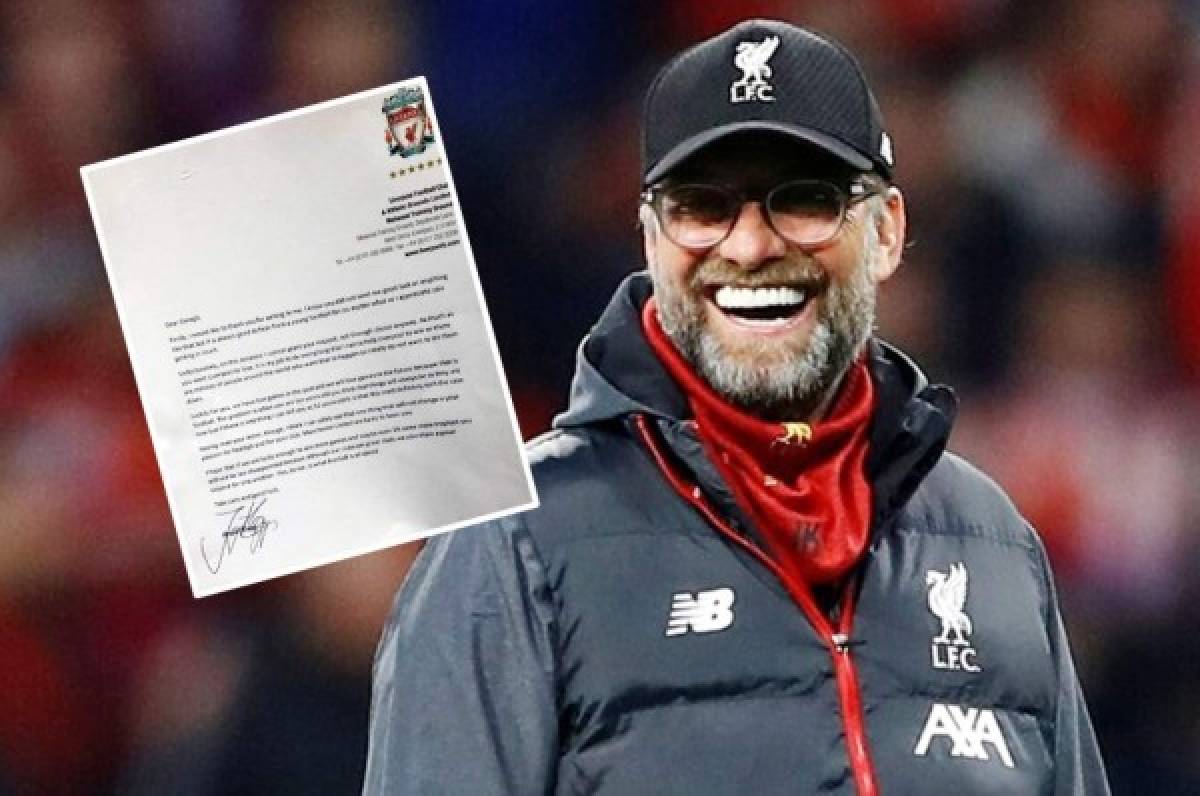 La emotiva carta de un niño a Jurgen Klopp pidiéndole que no gane más partidos