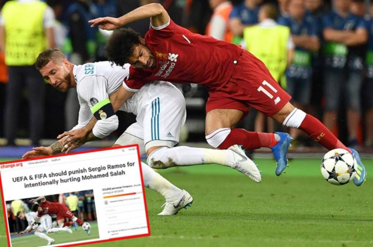 Recogen firmas para pedir a la FIFA castigo a Ramos por lesionar a Salah