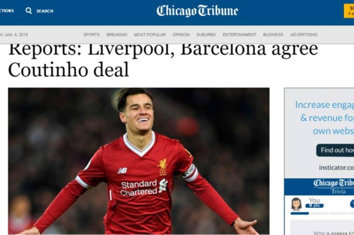 FICHADO: La prensa mundial se rinde al fichaje de Coutinho por el Barca