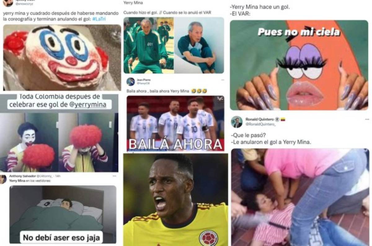 Yerry Mina anota en el Colombia-Ecuador en el minuto 100, se fue a bailar, el VAR lo anula y lo reventaron con memes