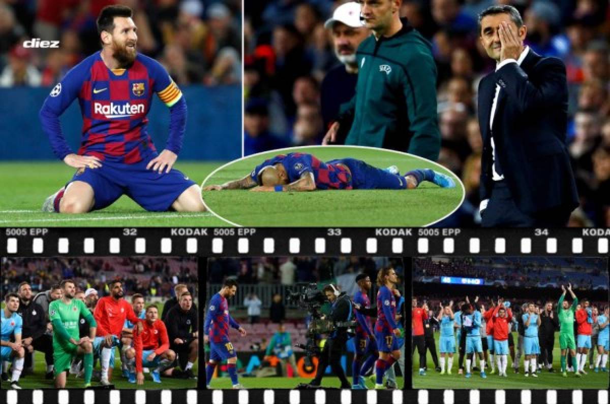 No viste en TV: La impotencia de Messi y Vidal se derrumba tras empatar contra Slavia Praga