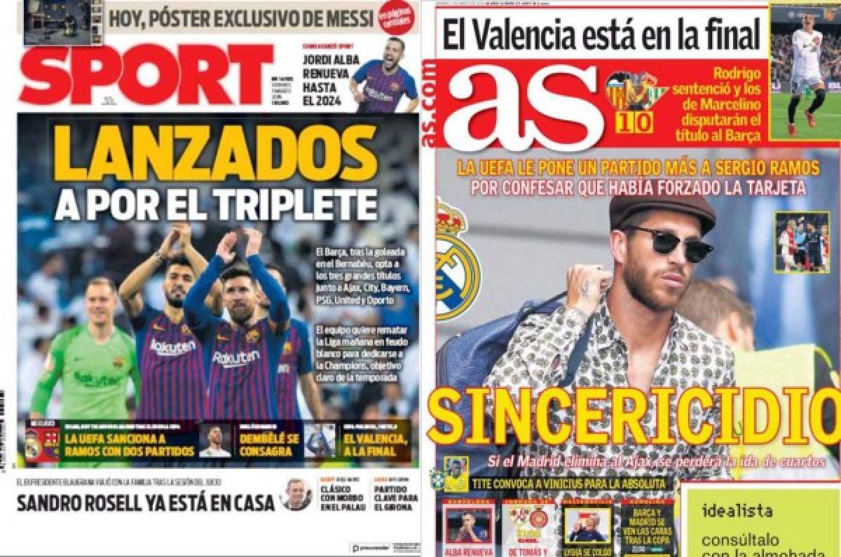 Las portadas por el mundo: En Barcelona ya piensan en el 'triplete' previo al clásico