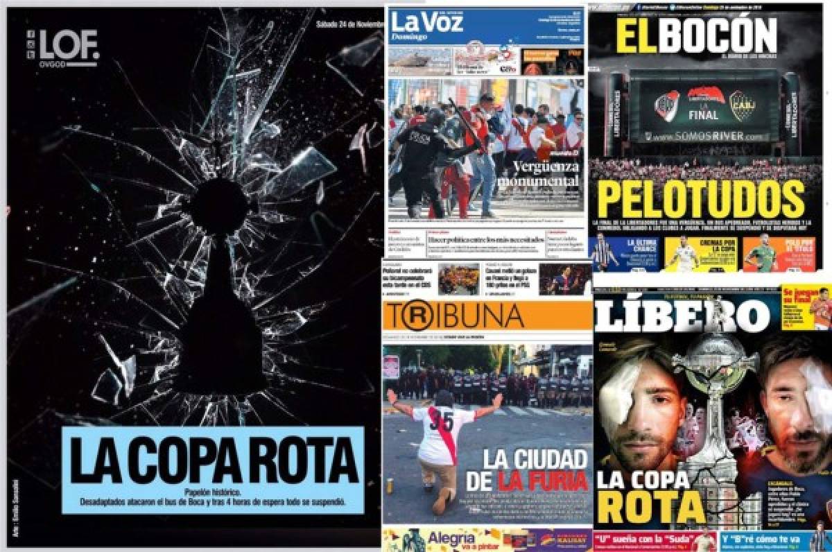 Pelotudos y la copa rota: Las portadas del escándalo del River Plate-Boca Juniors