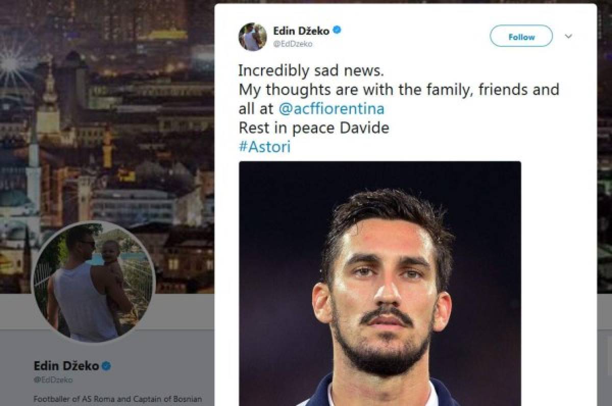 Los mensajes de condolencias a Davide Astori que comandan Totti, Buffon y Pirlo