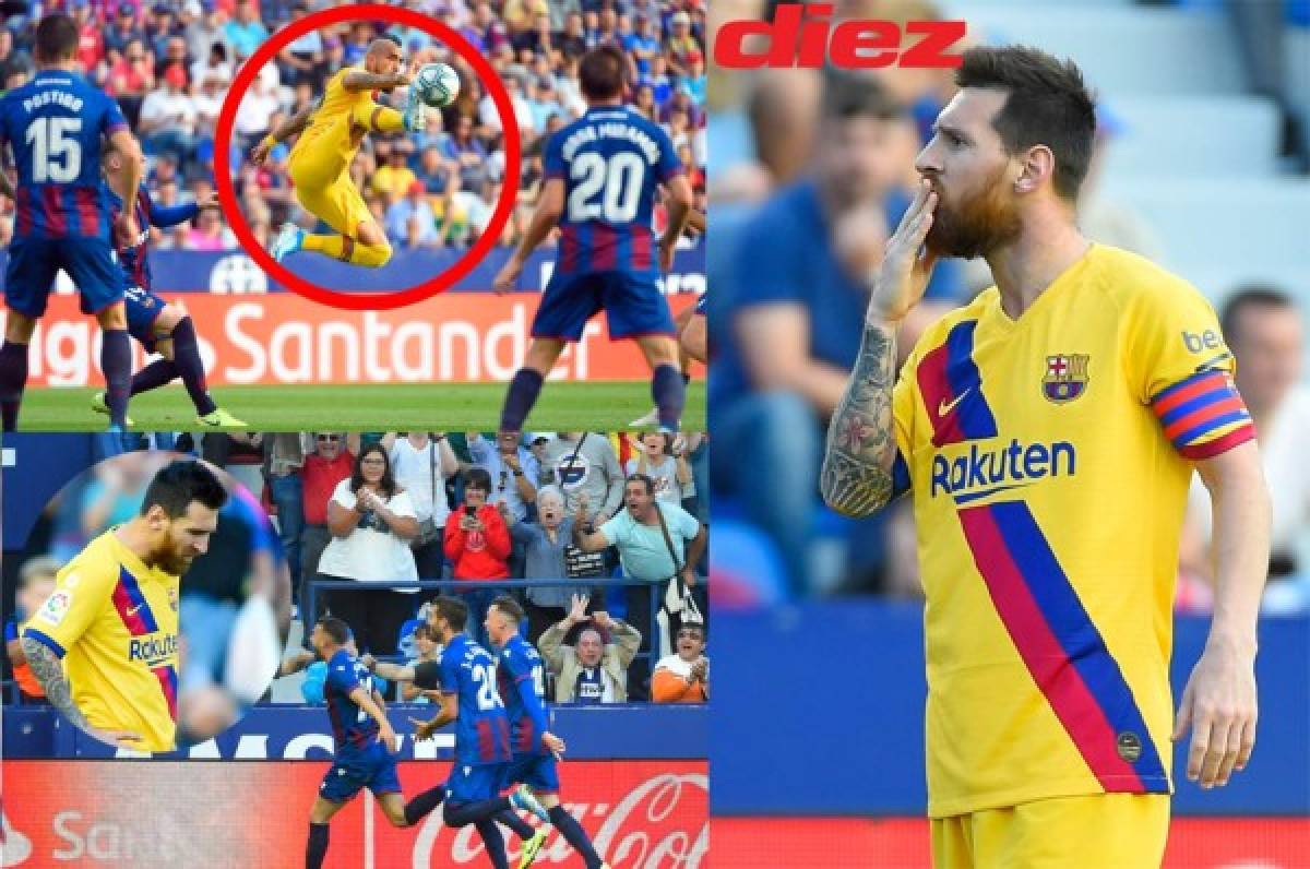 Frustración y dedicatoria de Lionel Messi, Vidal con 'voladora' en la remontada Levante sobre Barcelona