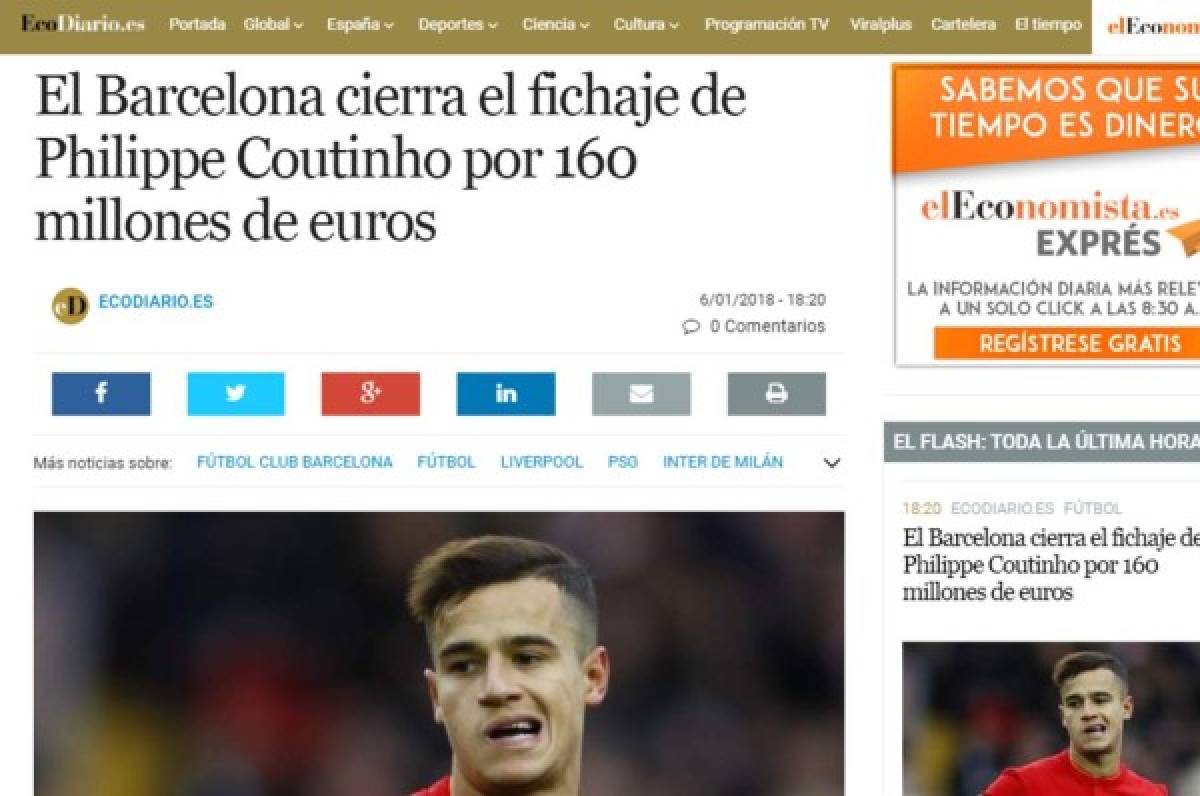 FICHADO: La prensa mundial se rinde al fichaje de Coutinho por el Barca