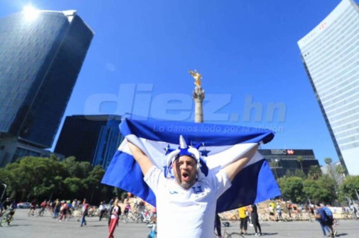 ¡Tomaron el Ángel de la Independencia! Hondureños decoran el centro del D.F. previo al choque ante México