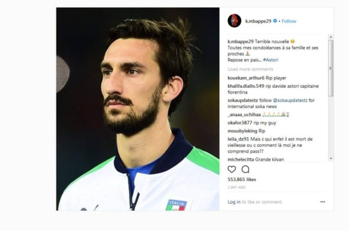 Los mensajes de condolencias a Davide Astori que comandan Totti, Buffon y Pirlo