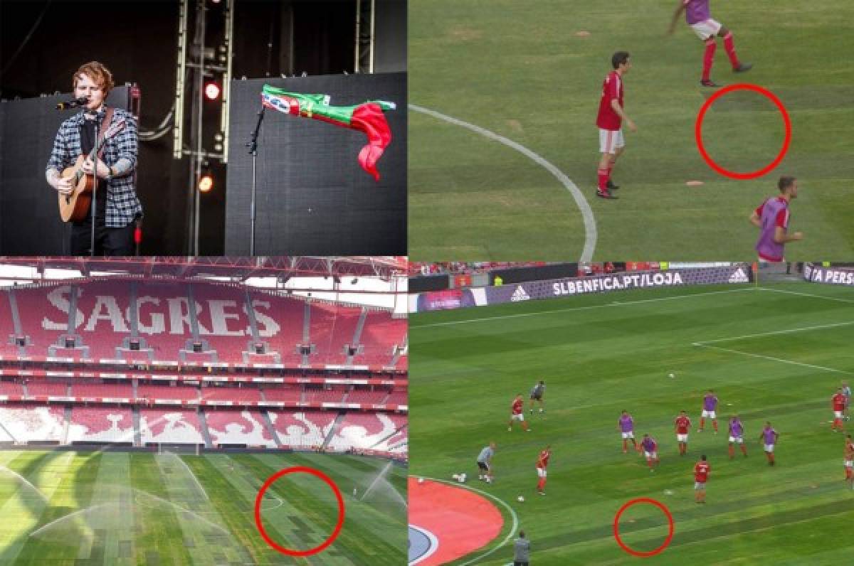 Condiciones deplorables: El pésimo estado del campo del Benfica tras un concierto de Ed Sheeran
