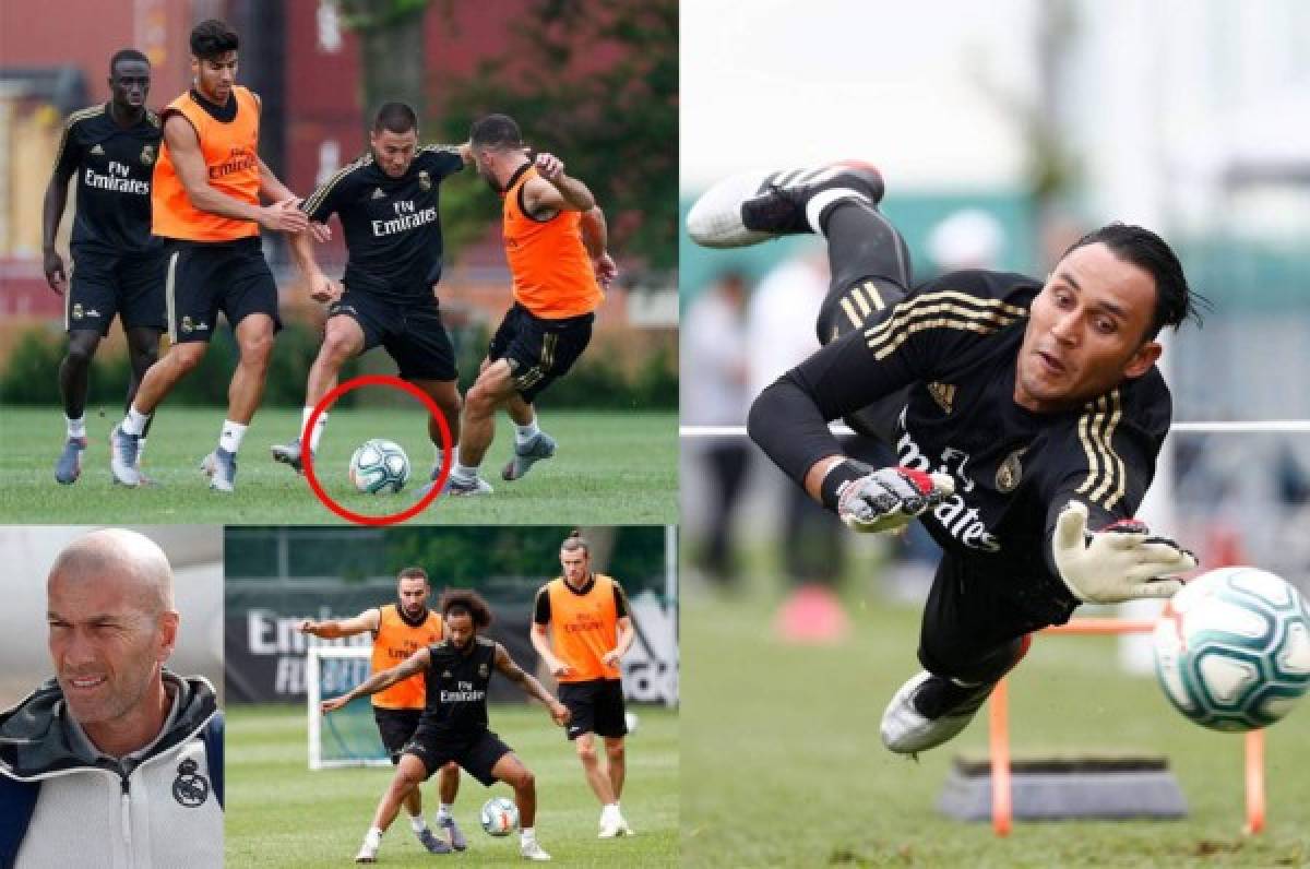 El regate de Hazard, la volada de Keylor y la ausencia de Zidane en la práctica del Real Madrid