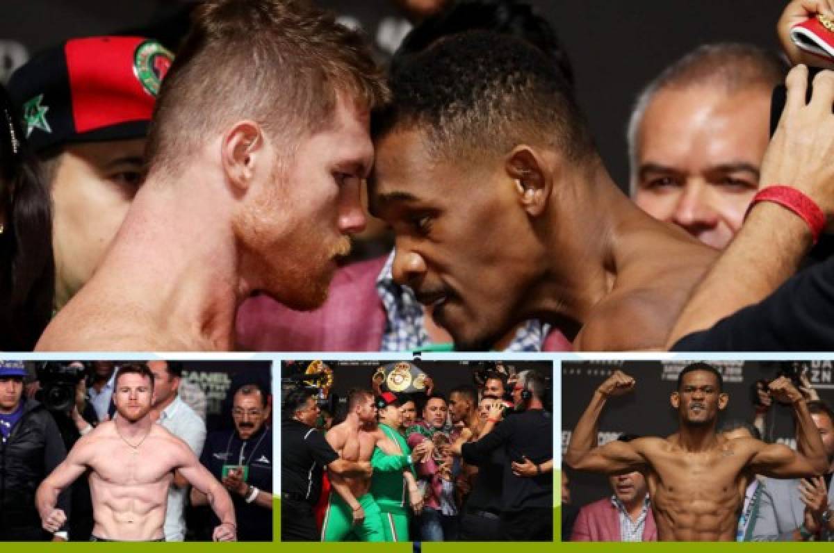 Pleito: Canelo y Jacobs calientan su pelea en el pesaje