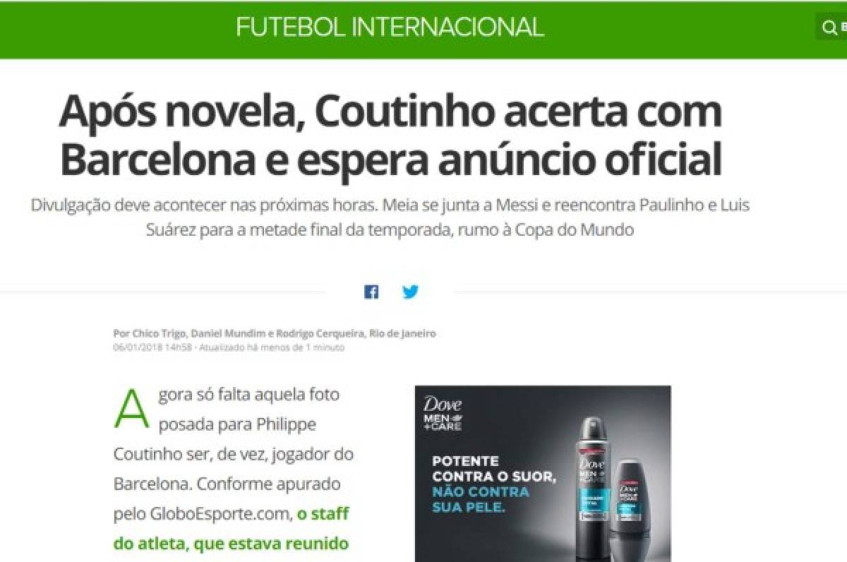 FICHADO: La prensa mundial se rinde al fichaje de Coutinho por el Barca