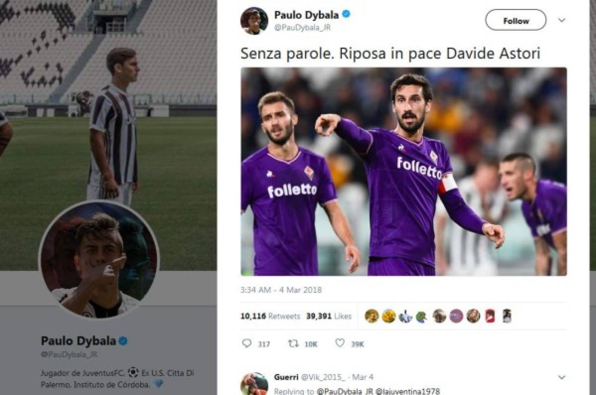 Los mensajes de condolencias a Davide Astori que comandan Totti, Buffon y Pirlo