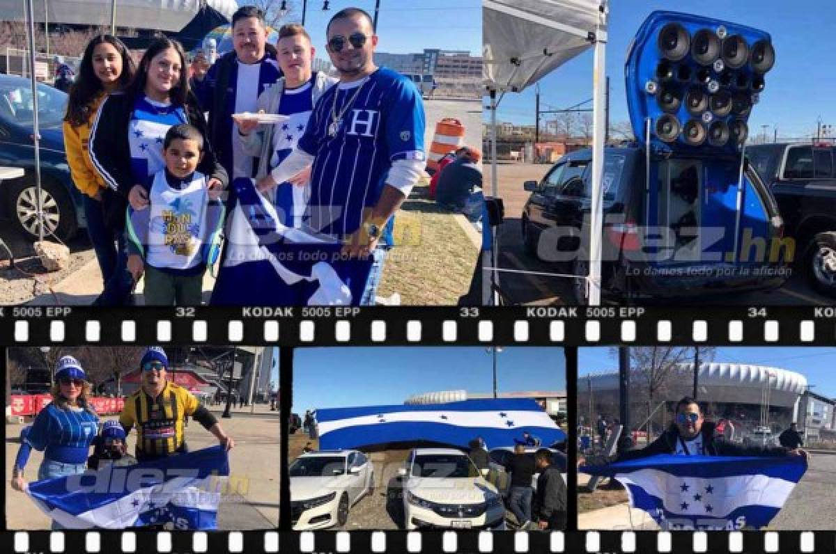 Aficionados catrachos ponen el ambiente en las afueras del Red Bull Arena previo al Ecuador- Honduras