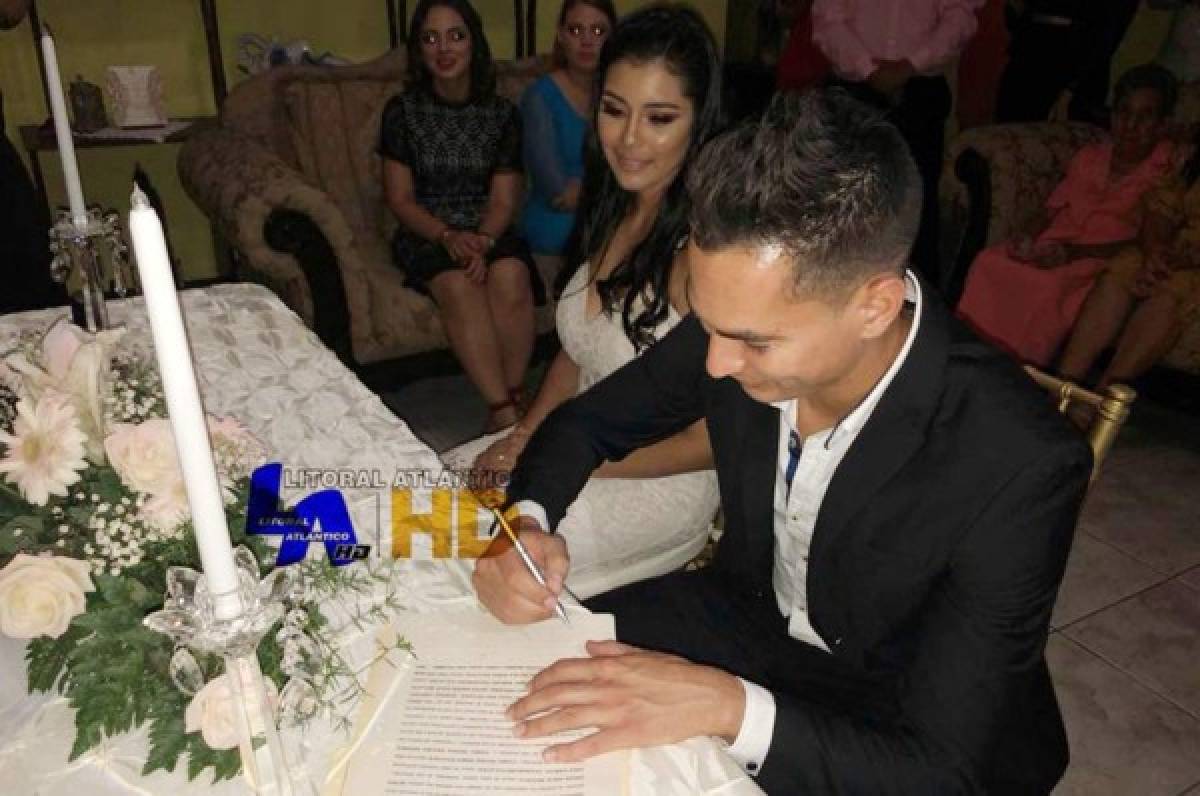 Marcelo Canales, futbolista del Olimpia contrajo matrimonio en La Ceiba