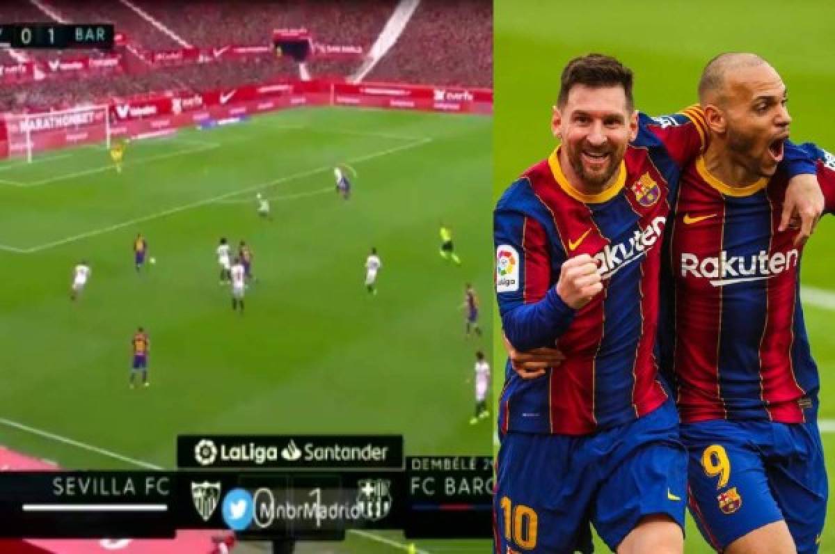 ¡Jugadón! Pared con Ilaix Moriba y golazo de Messi ante Sevilla en triunfo de Barcelona