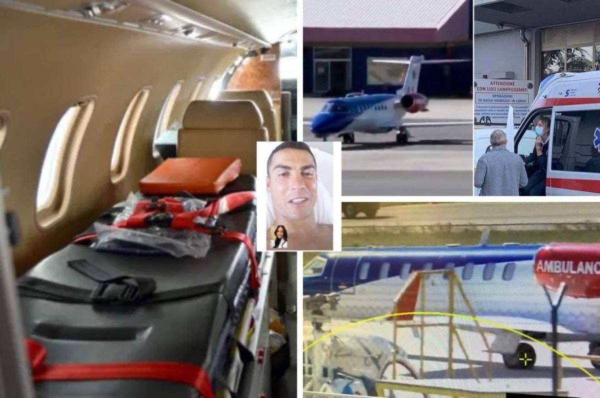 Regresó a Italia y mensaje de Georgina Rodríguez: Así es el avión ambulancia en que se trasladó Cristiano Ronaldo