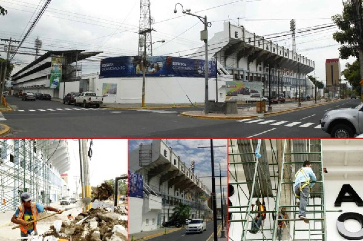 Así quedó la nueva fachada del estadio Morazán de San Pedro Sula