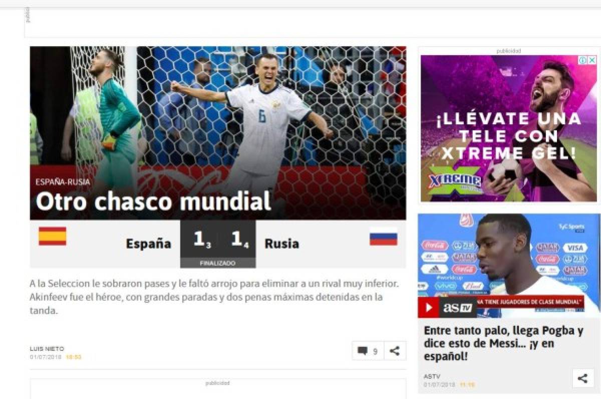 Prensa española e internacional ataca a España por eliminación en Rusia