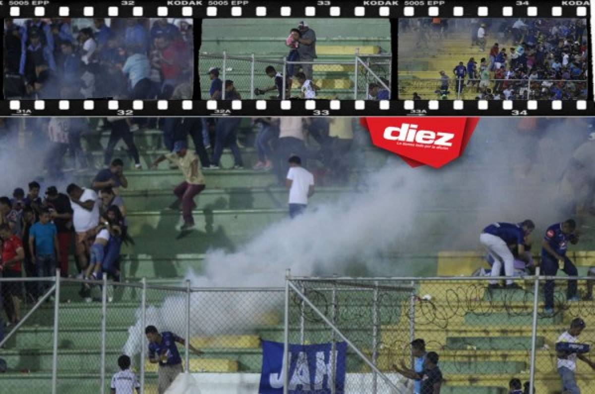 ¡Penoso! Bronca en la cancha de Comayagua y caos en las gradas por gas lacrimógeno