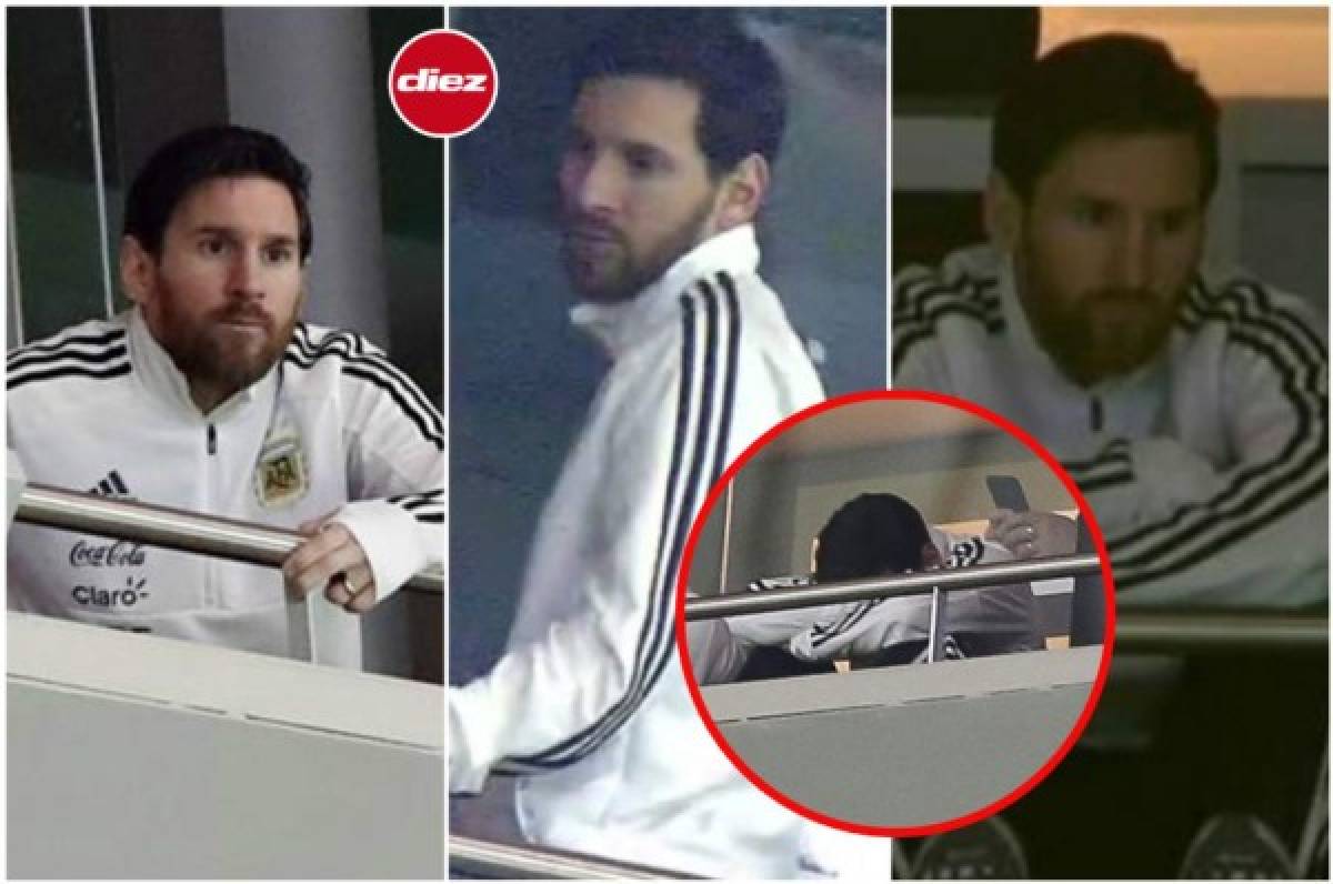 ¿Lágrimas? La tristeza de Messi en las gradas tras la goleada de España sobre Argentina