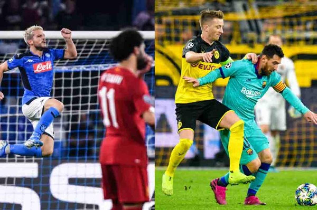 Napoli soprendió al Liverpool y el Dortmund perdonó al Barcelona en Alemania