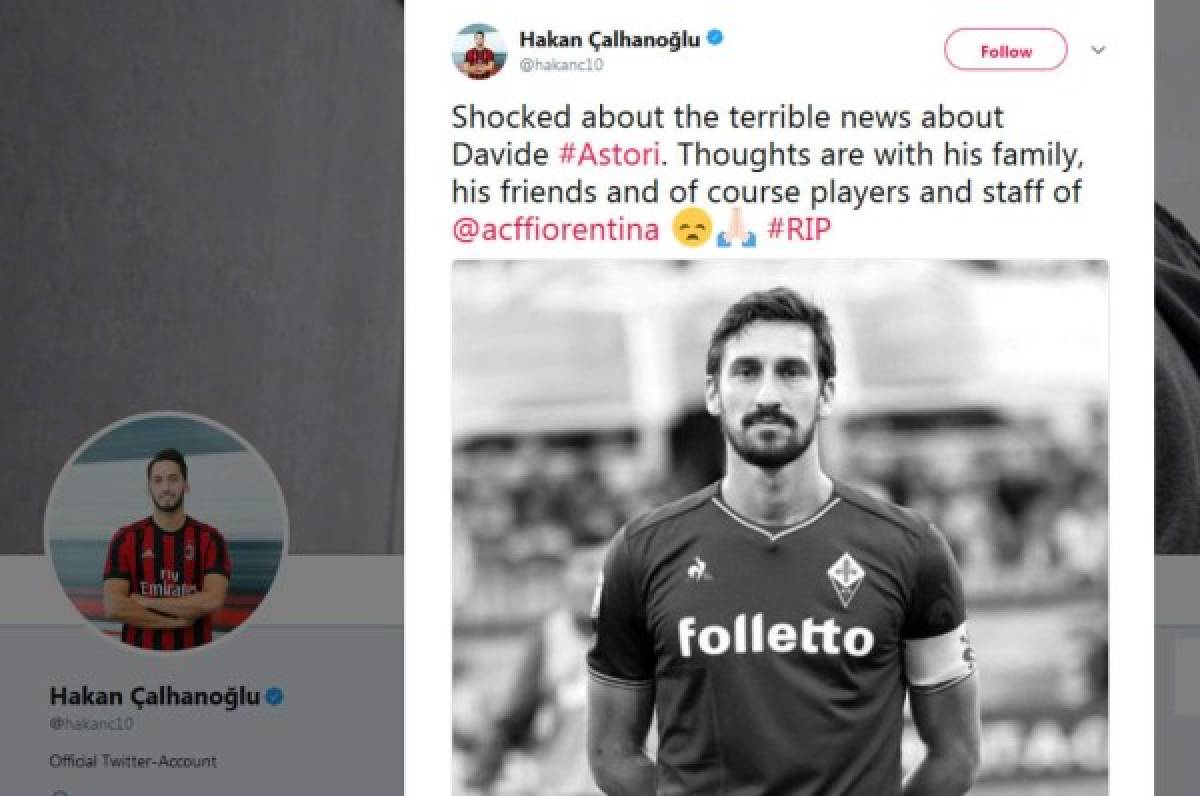 Los mensajes de condolencias a Davide Astori que comandan Totti, Buffon y Pirlo