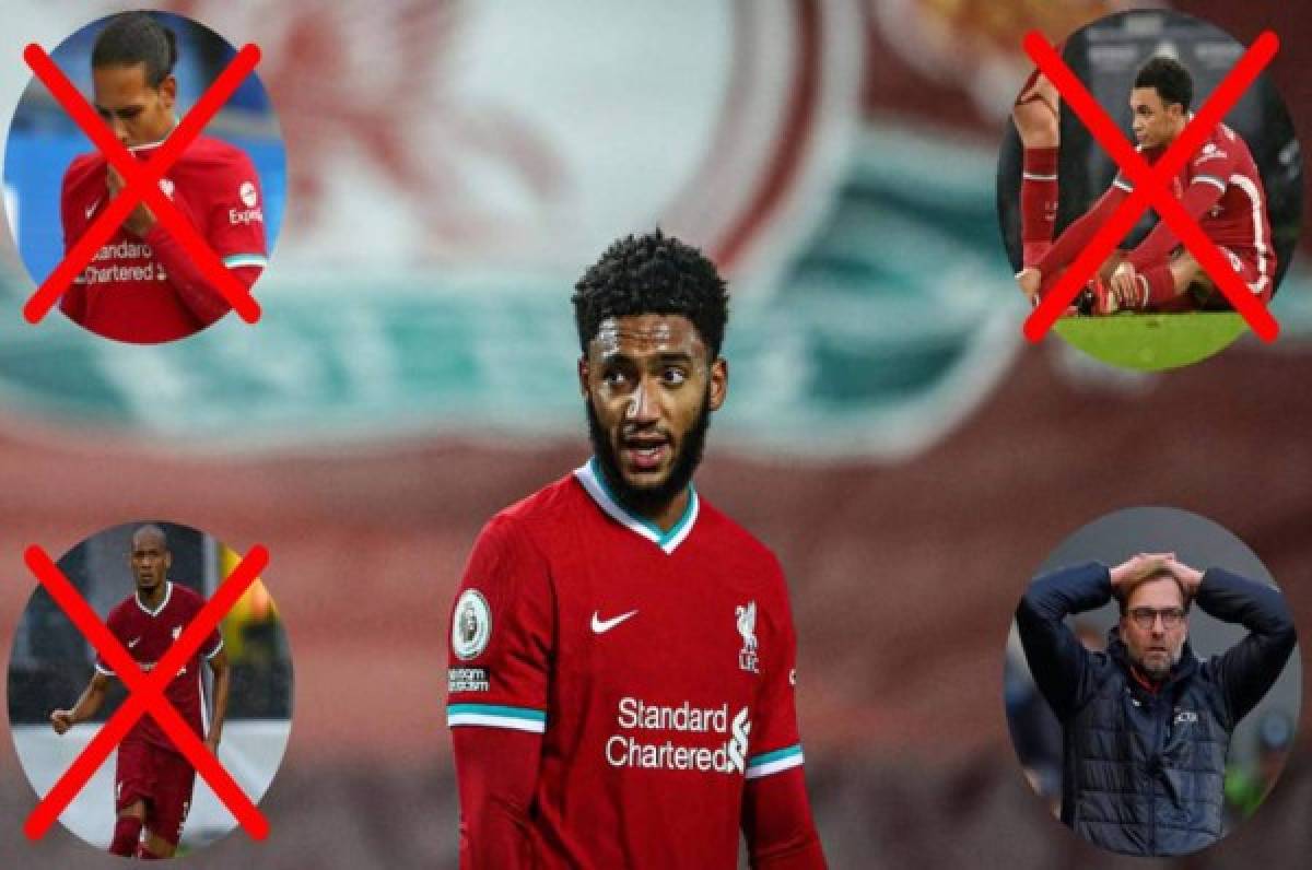 Liverpool se queda sin centrales: Joe Gomez, baja por 'buena parte de lo que resta de la temporada'