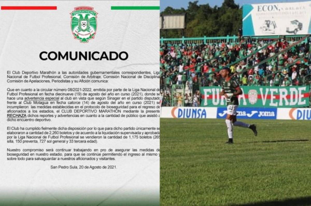 Marathón se une a Olimpia y 'rechaza reportes y advertencias' de la Liga Nacional y Sinager