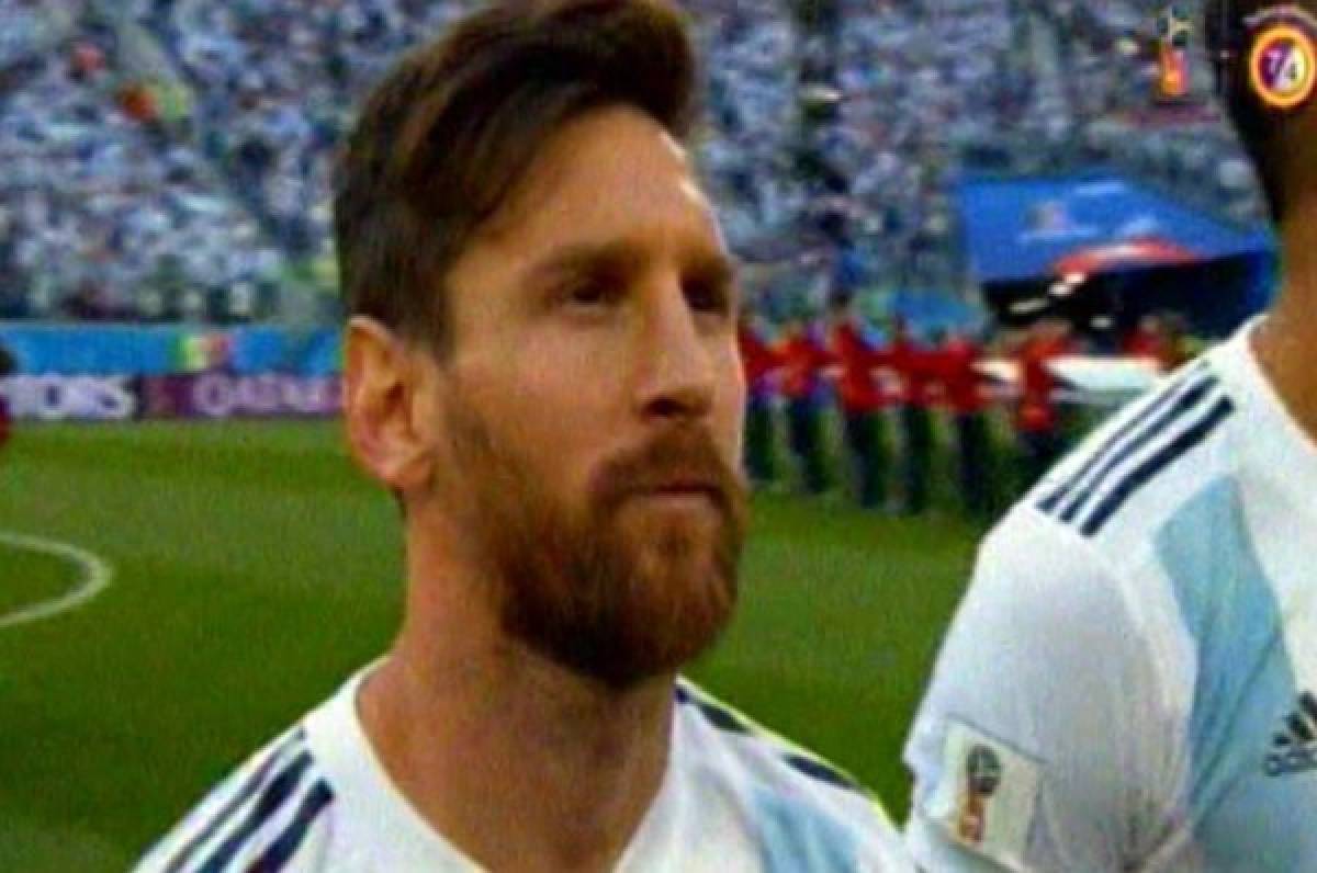 El rostro de Messi cuando cantaban himno de Argetina ante Nigeria