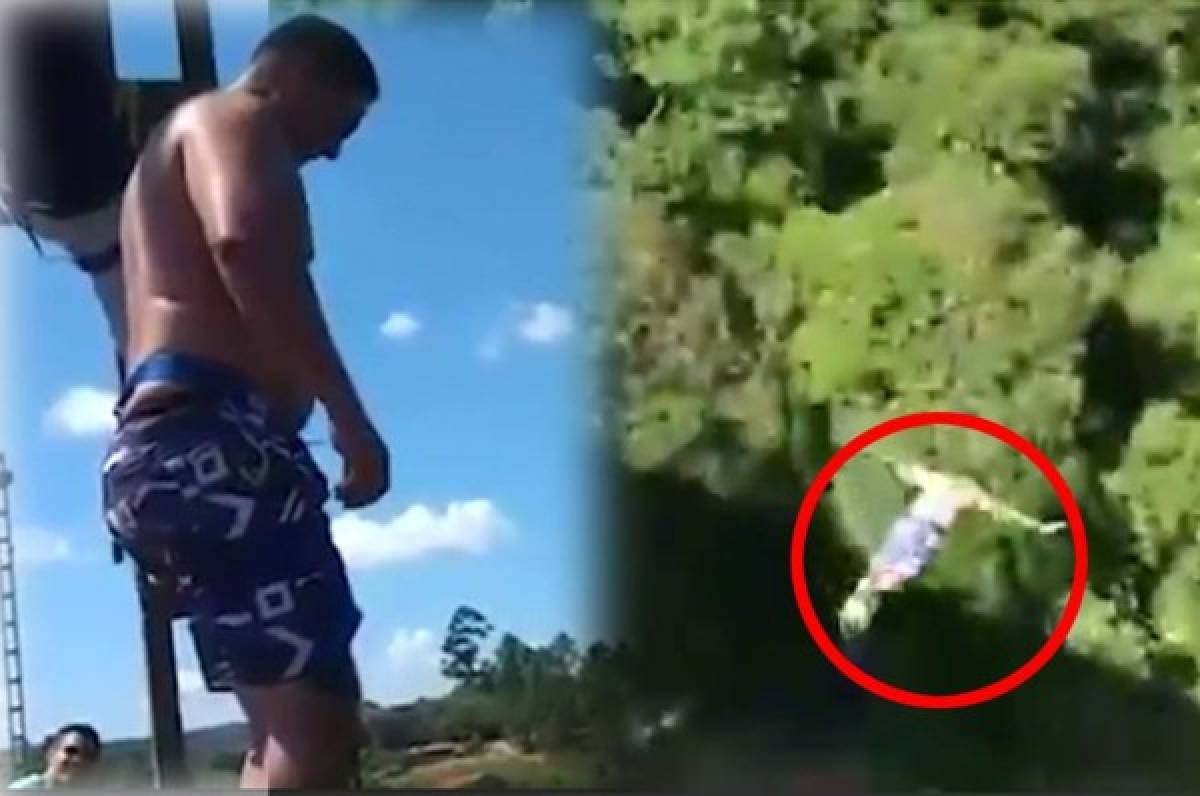 Impactante video: Hombre salta de un bungee jumping y muere frente a su familia