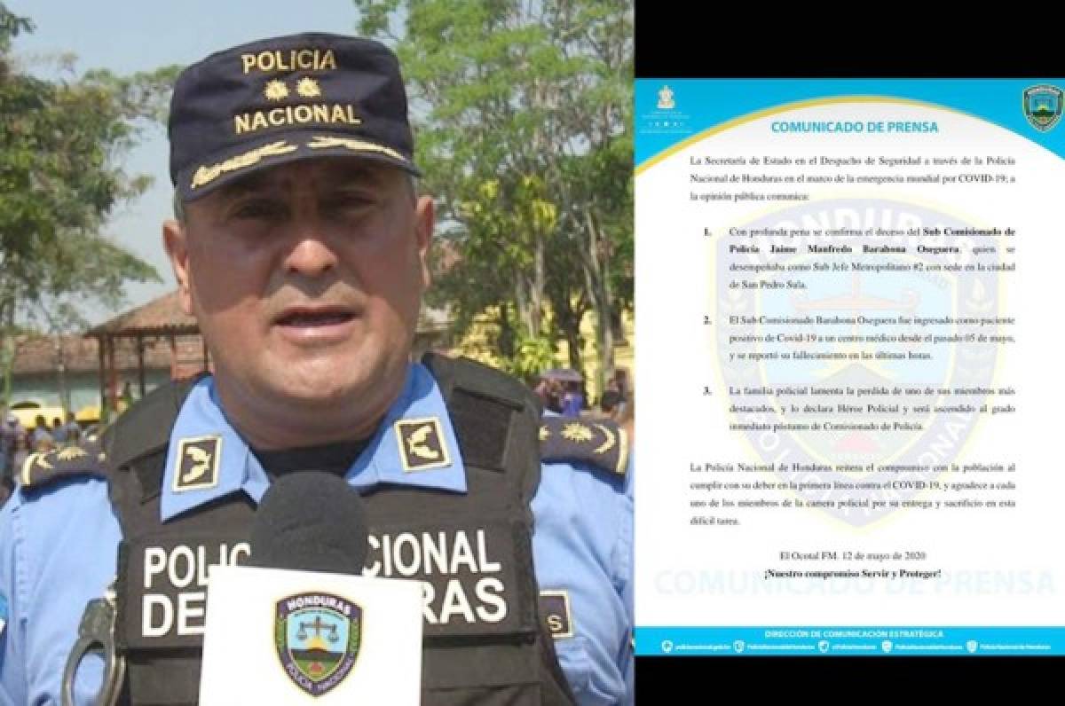 Muere por Covid-19 Sub Comisionado de Policía Jaime Barahona, contagiado en su labor