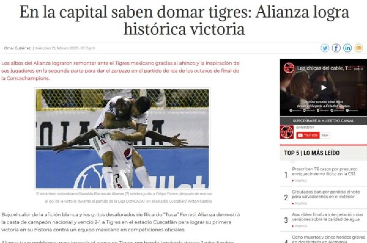 De 'soberbios', 'fríos' y 'ridículos': Los titulares de la prensa tras gane de Alianza sobre Tigres
