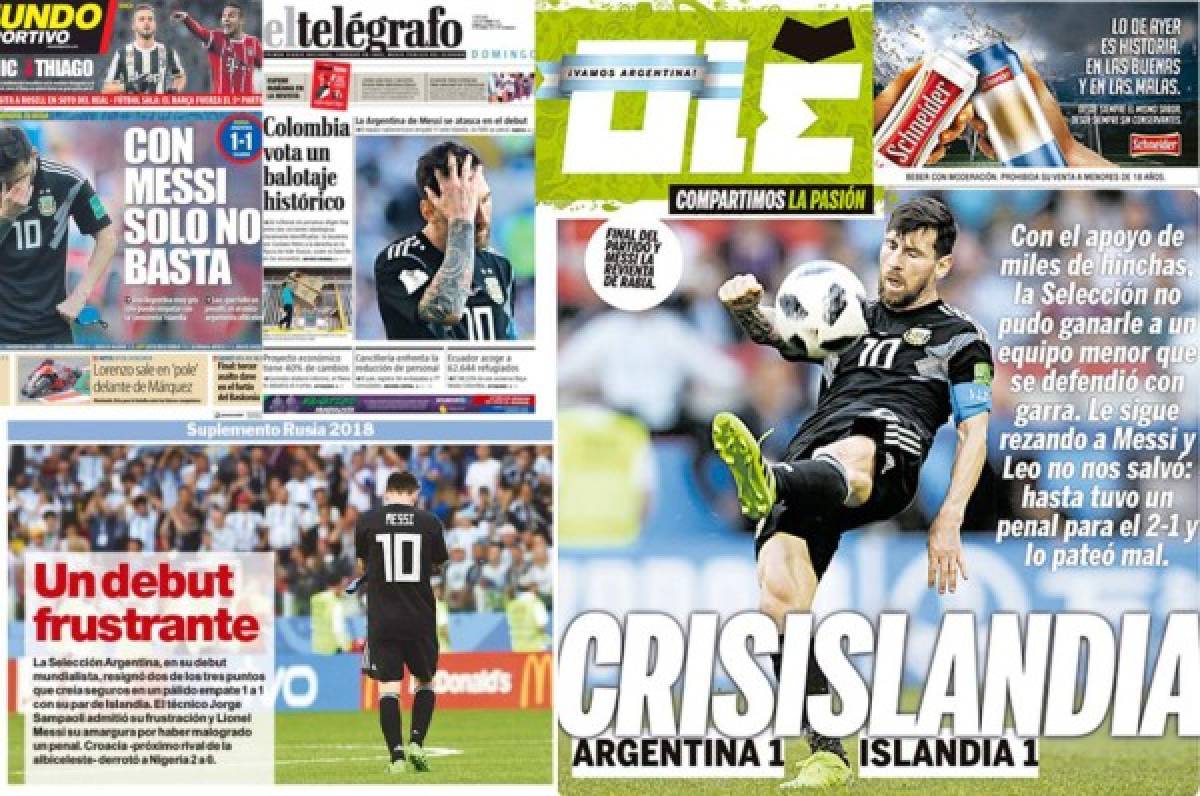 Portadas: Destrozan a la Argentina de Messi por su debut ante Islandia