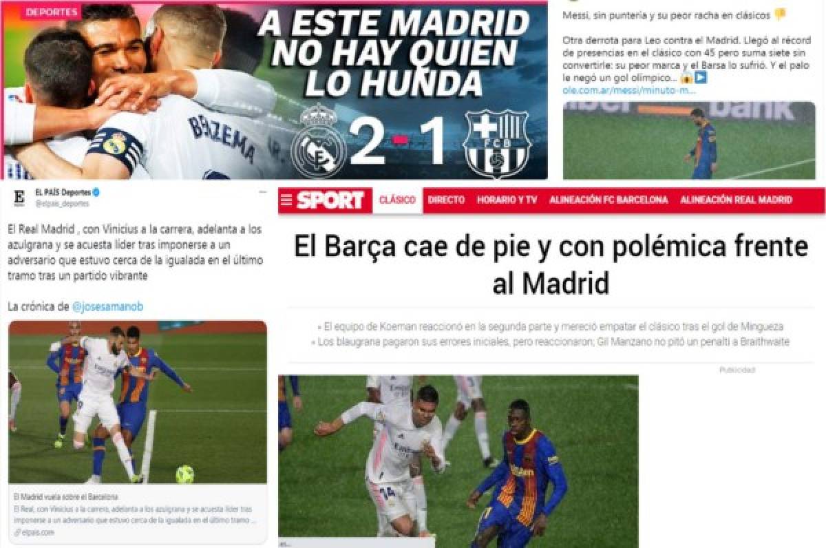 'A estos no hay quien los hunda', prensa mundial tras la victoria del Real Madrid sobre Barcelona