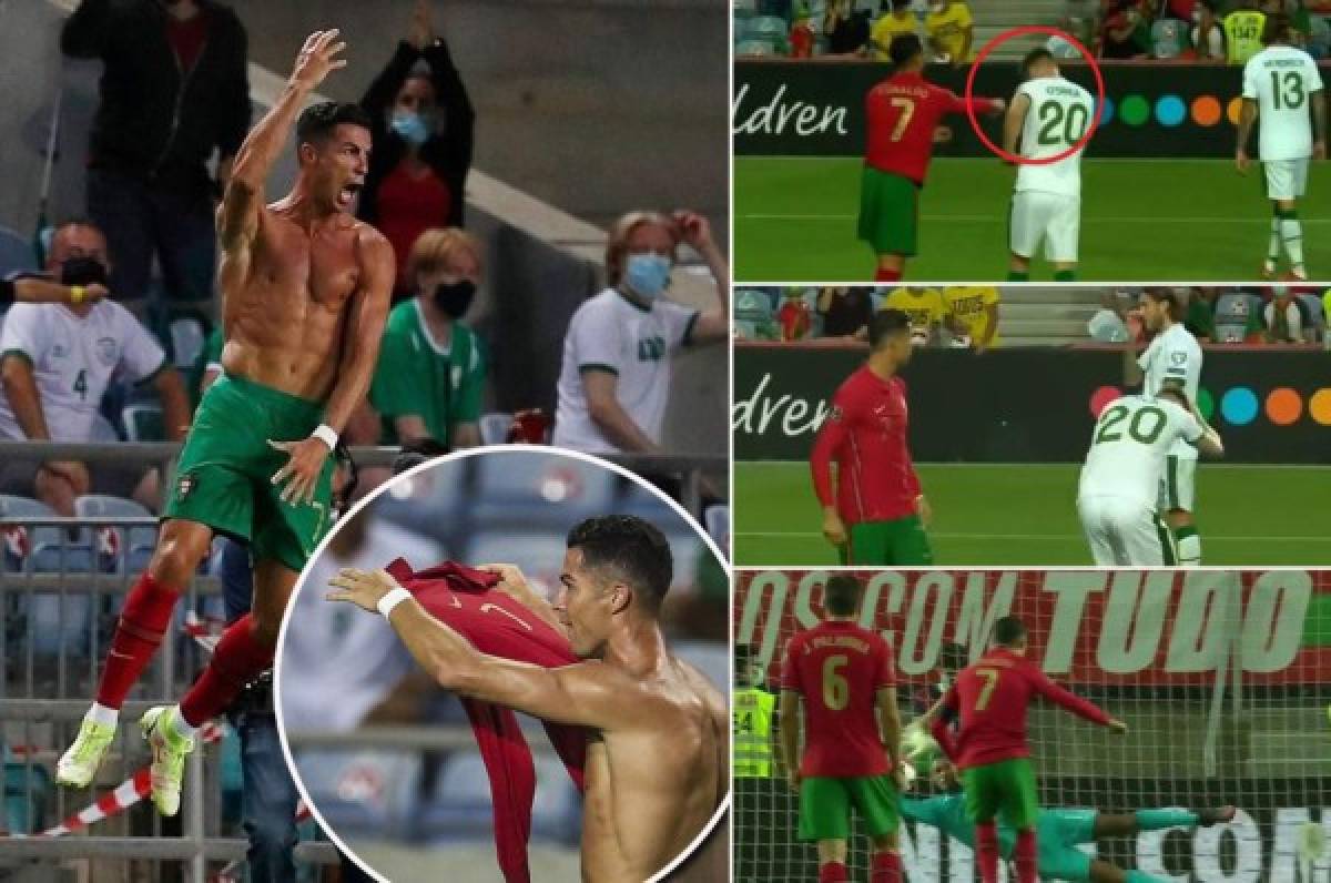 Cristiano Ronaldo suelta puñetazo a su rival y así festejó tras convertirse en el histórico goleador de selecciones