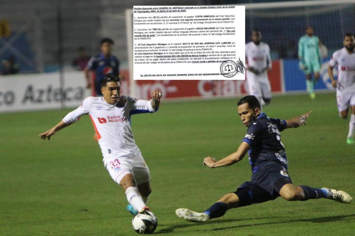Comisión de Disciplina confirma dura sanción a jugador de Motagua tras el clásico ante Olimpia y una multa